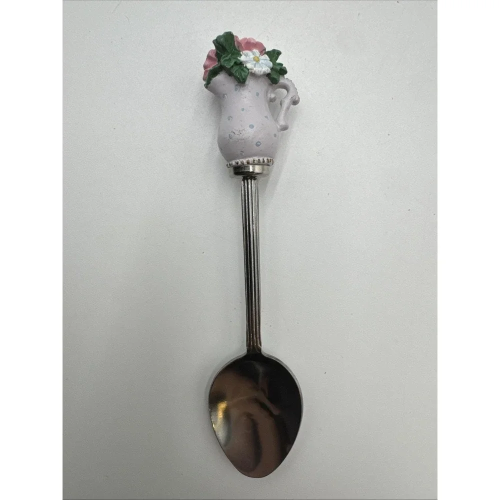 Vintage Souvenir Spoon Collectible Vase With Flowers Pitcher Avon 2000 Stainless